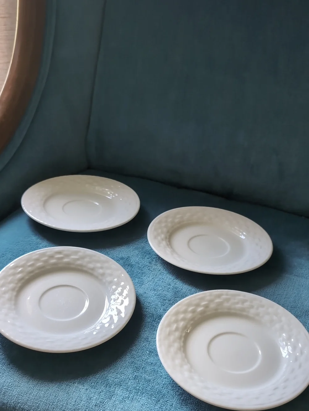 Gibson White Textured Ceramic Saucers - Set of 4